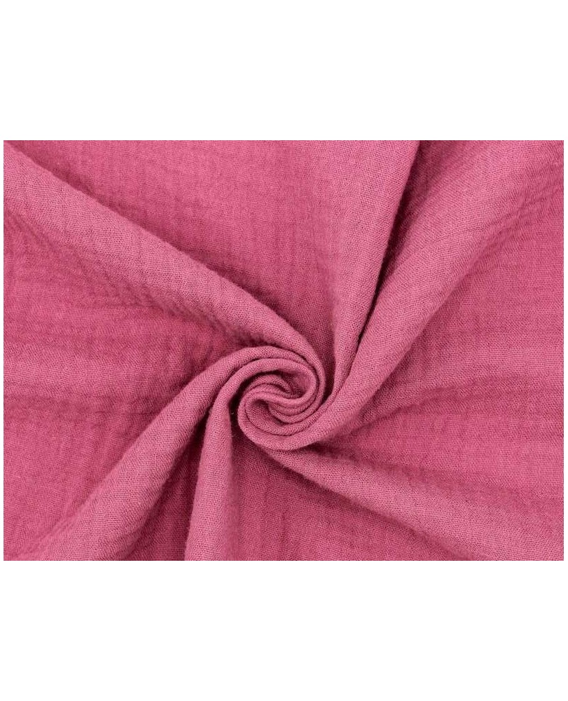 Coupon Double gaze coton rose framboise, 45x65cm