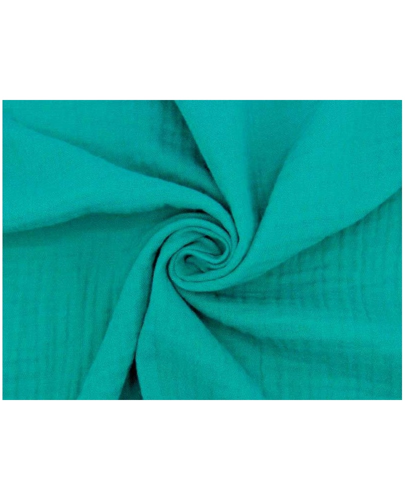 Coupon Double gaze coton vert émeraude, 45x65cm dans Double gaze par Marotte et Cie