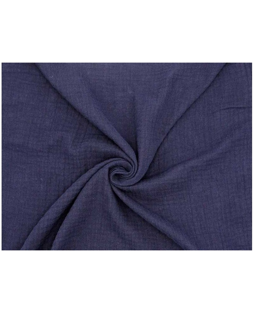 Coupon Double gaze coton bleu nuit, 45x65cm