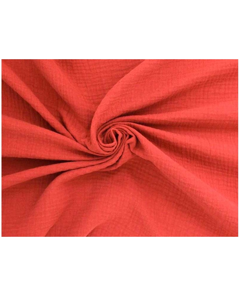 Coupon double gaze coton corail, 45x65cm