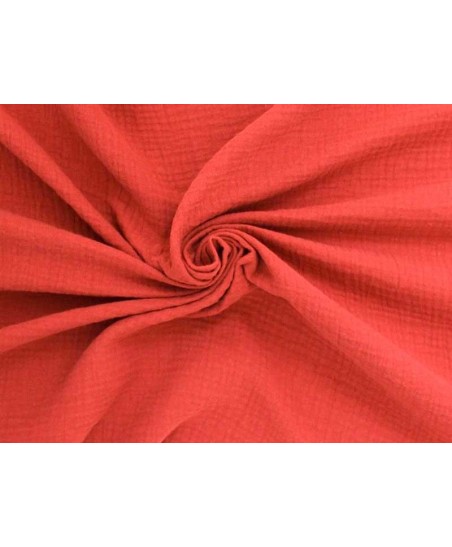 Coupon double gaze coton corail, 45x65cm