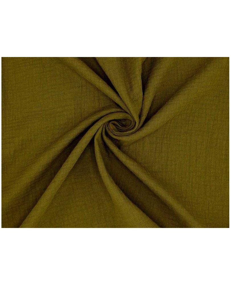 Coupon double gaze coton vert bronze, 45x65cm dans Double gaze par Marotte et Cie