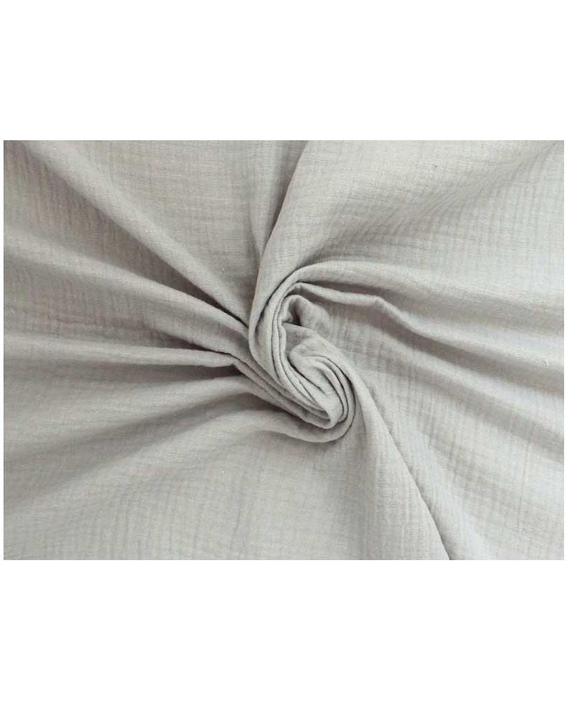 Coupon Double gaze coton gris clair, 45x65cm