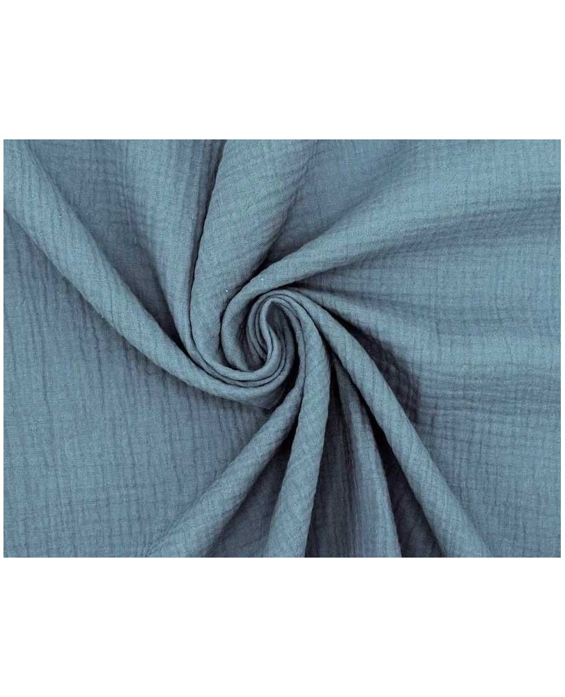 Coupon Double gaze coton bleu jean, 45x65cm