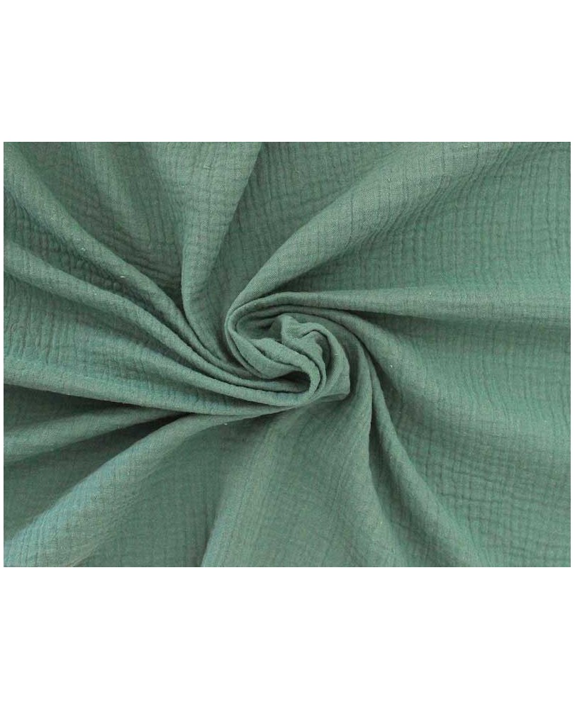 Coupon Double gaze coton vert eucalyptus, 45x65cm dans Double gaze par Marotte et Cie