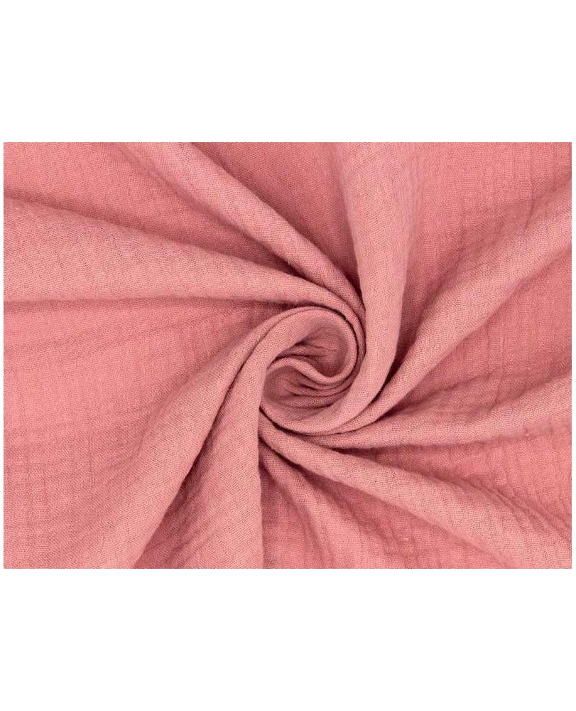 Coupon Double gaze coton rose thé, 45x65cm dans Double gaze par Marotte et Cie