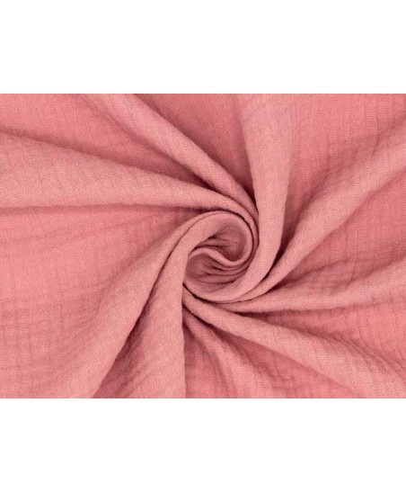 Coupon Double gaze coton rose thé, 45x65cm dans Double gaze par Marotte et Cie