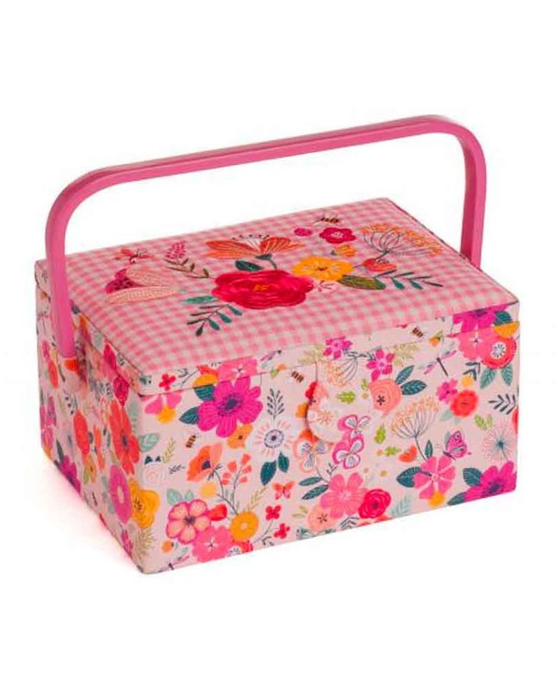 Boîte à couture fleurie rose fleurs brodées dans Mercerie par Marotte et Cie