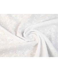 Coupon double gaze coton brodé blanc, 45x60cm dans Tissus par Marotte et Cie