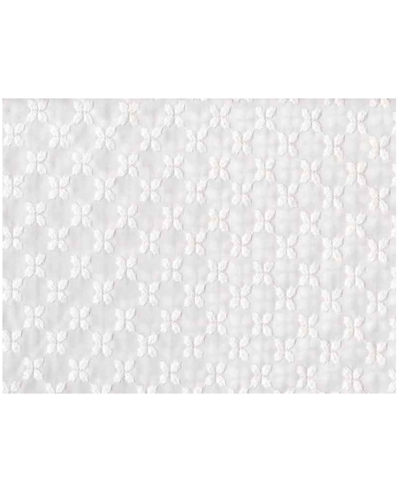 Coupon broderie anglaise motif feuilles, 45x60cm