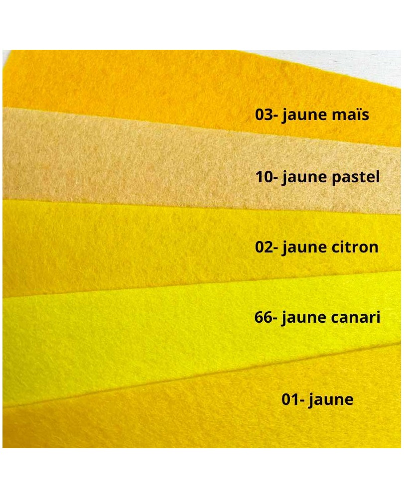 Feutrine pure laine jaune 20x30cm, épaisseur 1mm dans Catégories par Marotte et Cie