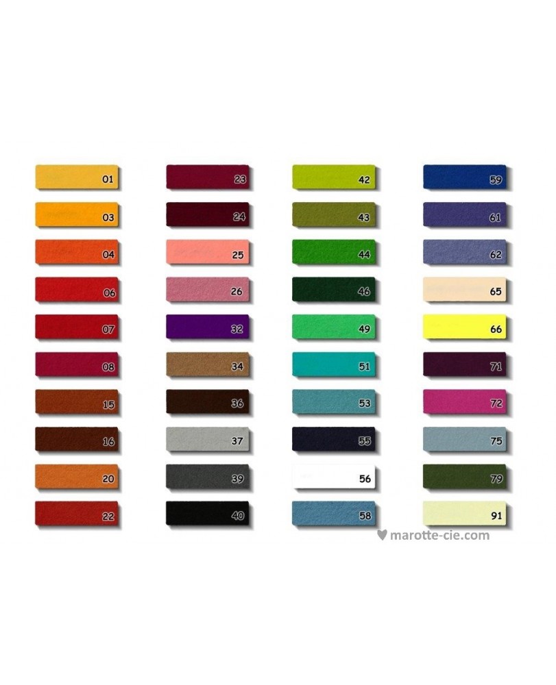 NUANCIER FEUTRINE 40 COULEURS dans Feutrine pure laine par Marotte et Cie NUANCIER FEUTRINE 40 COULEURS dans Feutrine pure laine par Marotte et Cie