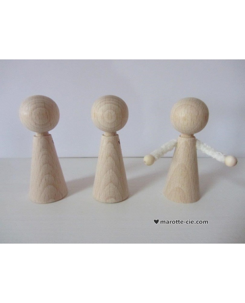 LOT 10 POUPEES BOIS 6 cm avec emmanchures dans Fournitures poupées par Marotte et Cie